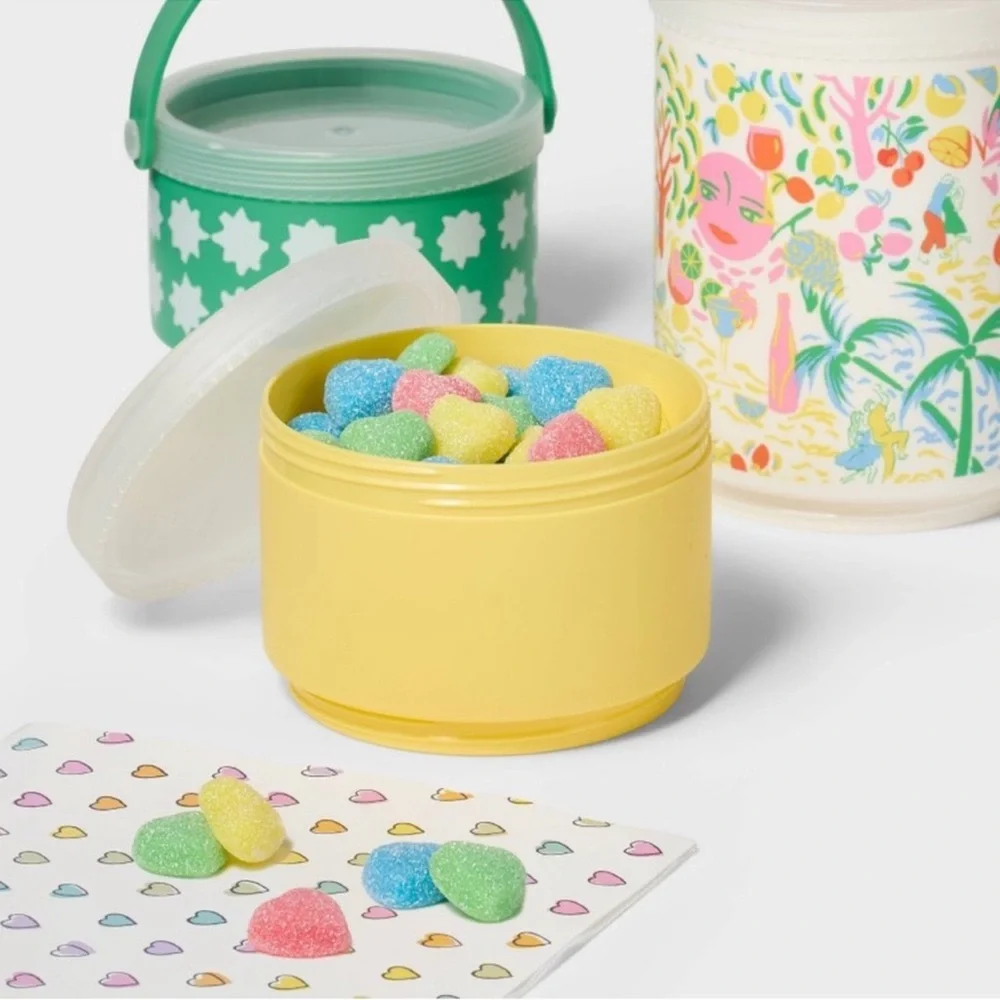 SOLD Roller Rabbit X Target  snackle stack Colorful Stacking Containers  Handle - Picture 2 of 4